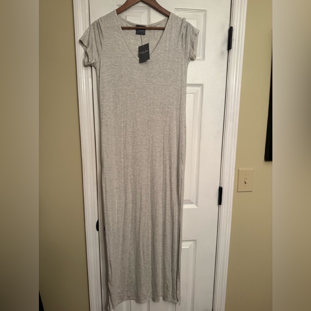 NWT Olivia Rae Gray V-Neck Sheath Maxi Dress $69 Anthropologie Medium